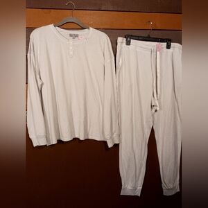 Like New Loft Sleep XXL Grey & White Long Sleeve pajama set